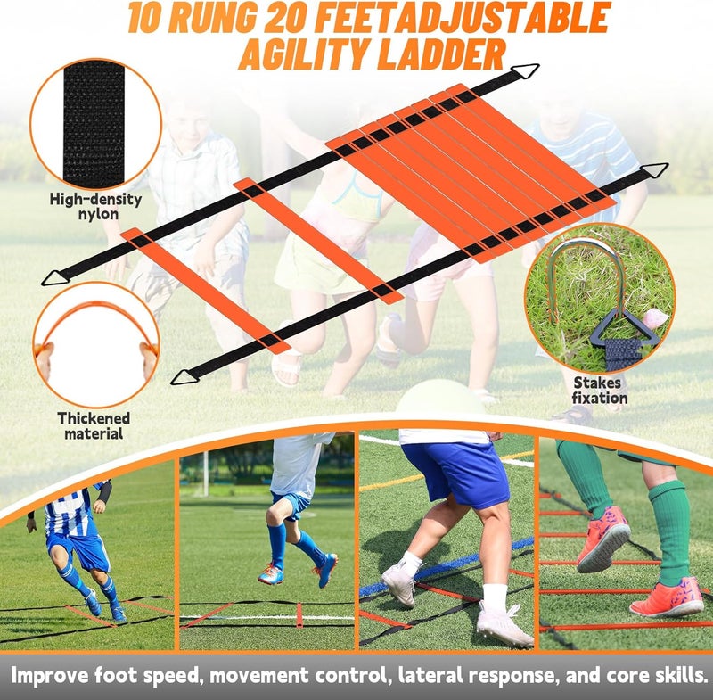 Bearwill Soccer Goal, Kids Soccer Goals for Backyard Set of 2, 4x3ft Portable Soccer Goal Pop Up Soccer Net, Kids Soccer Net Training Equipment with Soccer Ball, Ladder, Cones, Targets - Image 5